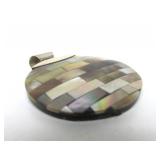 Round Mosaic Sterling Silver & Mother of Pearl Pendant