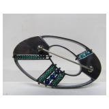 Larger Sculptural Modernist Sterling Silver Brooch w/Beads