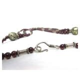 Large Multi Strand Tribal Silver & Garnet Necklace