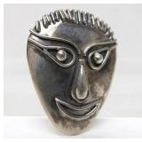 Modernist Sterling Silver Face Pendant