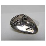 Modernist Sterling Silver Face Pendant