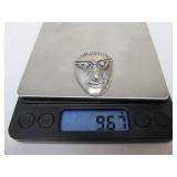 Modernist Sterling Silver Face Pendant