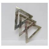 Large Sterling Silver Taxco Brooch w/Interlocking Triangles