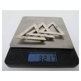 Large Sterling Silver Taxco Brooch w/Interlocking Triangles