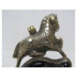 Large Vintage Oriental Horse Pendant w/Large Black Stone