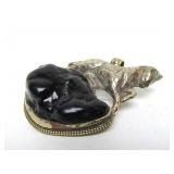 Large Vintage Oriental Horse Pendant w/Large Black Stone