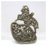 Large Vintage Oriental Horse Pendant w/Large Black Stone