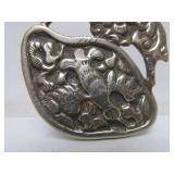 Large Vintage Oriental Horse Pendant w/Large Black Stone