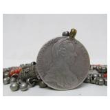 Wonderful Old Yemeni Silver & Coral Necklace w/Many Old Silver Coins