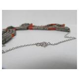 Wonderful Old Yemeni Silver & Coral Necklace w/Many Old Silver Coins