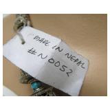 LARGE Nepalese Ornate Metalwork Beaded Necklace w/Turquoise