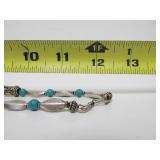 LARGE Nepalese Ornate Metalwork Beaded Necklace w/Turquoise