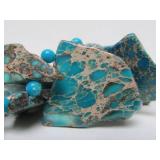 Great Looking Necklace w/Large Genuine Turquoise Slab Beads