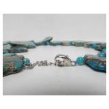 Great Looking Necklace w/Large Genuine Turquoise Slab Beads