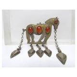 Large Antique Genuine Turkoman Silver Horse Pendant