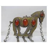 Large Antique Genuine Turkoman Silver Horse Pendant