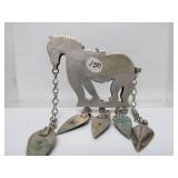 Large Antique Genuine Turkoman Silver Horse Pendant