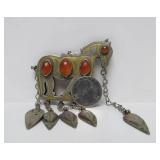 Large Antique Genuine Turkoman Silver Horse Pendant