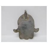 Large Antique Berber Enameled Hamsa Hand Pendant