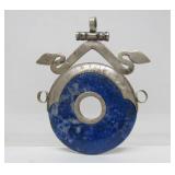 Tribal Lapis Ring Pendant w/Snakehead Design