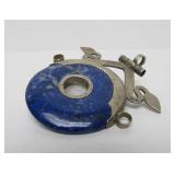 Tribal Lapis Ring Pendant w/Snakehead Design