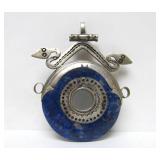 Tribal Lapis Ring Pendant w/Snakehead Design