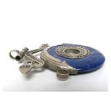 Tribal Lapis Ring Pendant w/Snakehead Design