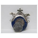 Tribal Lapis Ring Pendant w/Snakehead Design