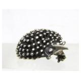 Very Cute Heavy Sterling Silver Hedgehog Brooch
