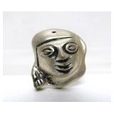 Heavy Vintage Sterling Silver Peruvian Face Brooch