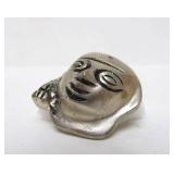Heavy Vintage Sterling Silver Peruvian Face Brooch