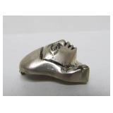Heavy Vintage Sterling Silver Peruvian Face Brooch