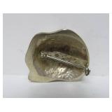 Heavy Vintage Sterling Silver Peruvian Face Brooch