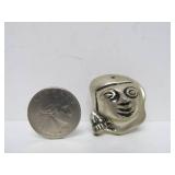 Heavy Vintage Sterling Silver Peruvian Face Brooch