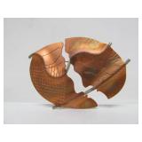 Beautiful Sculptural Modernist Handmade Copper & Sterling Silver Brooch