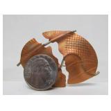 Beautiful Sculptural Modernist Handmade Copper & Sterling Silver Brooch