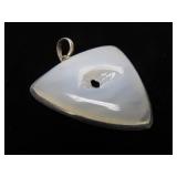 Large Sterling Silver & Polished White Stone Pendant