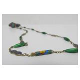 Great Looking Vintage Enameled Brass Chinese Lion or Foo Dog Pendant Necklace