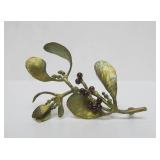 Large Signed Mistletoe Brooch w/Garnets