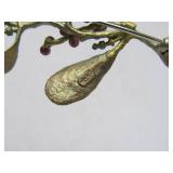 Large Signed Mistletoe Brooch w/Garnets
