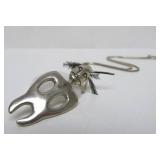 Signed Sterling Silver Alaskan Masked Figure Pendant Necklace by Jessica Felix