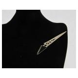4.25" Retro Geometric Sterling Silver Brooch w/Black Insert