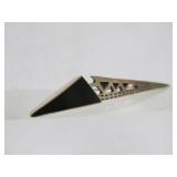 4.25" Retro Geometric Sterling Silver Brooch w/Black Insert