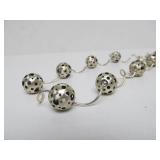 Modernist Brushed Sterling Silver Pierced Ball Necklace & Earring Set