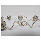 Modernist Brushed Sterling Silver Pierced Ball Necklace & Earring Set