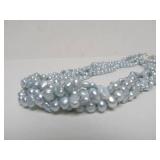 Multi-Strand Genuine Freshwater Pearls Necklace w/Sterling Silver Clasps - Light Blue