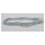Multi-Strand Genuine Freshwater Pearls Necklace w/Sterling Silver Clasps - Light Blue