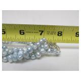 Multi-Strand Genuine Freshwater Pearls Necklace w/Sterling Silver Clasps - Light Blue