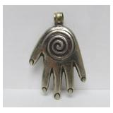 Large Vintage Moroccan Ornate Metalwork Hand Pendant