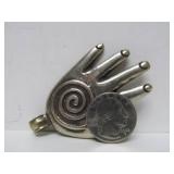 Large Vintage Moroccan Ornate Metalwork Hand Pendant